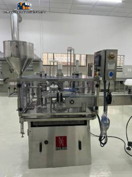 Llenadora dosificadora volumétrica con selladora y taponadora en acero inoxidable Delgo 2000 botes por hora