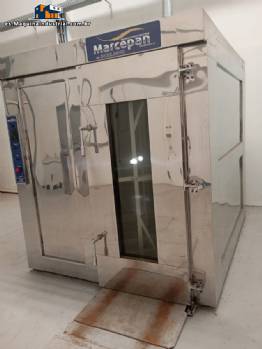 Horno rotatorio de doble carro en acero inoxidable, Marcepan, con calefacci�n por pellets.